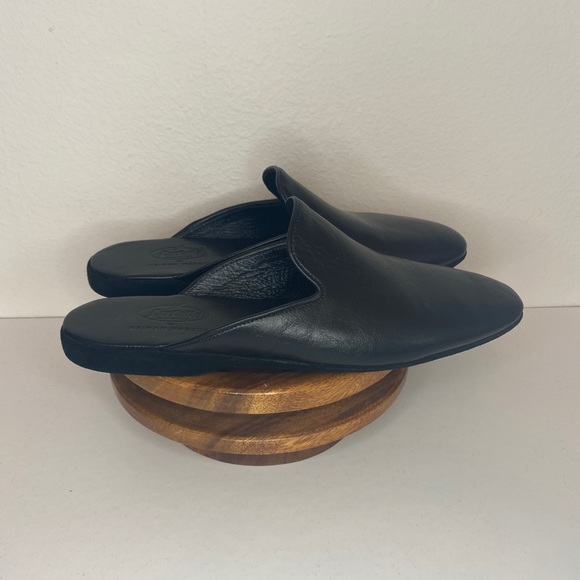 Calzaturificio Farfalla Mens Leather Slipper Black - Picture 2 of 8